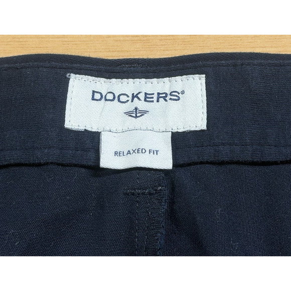 Dockers Dress Pants Men's 38x32 Navy Blue Relaxed Fit Stretch Logo Casual/Office - Picture 7 of 15